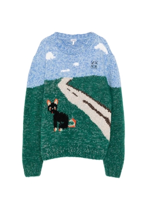 LOEWE x Louis Wain landscape-intarsia sweater - Green