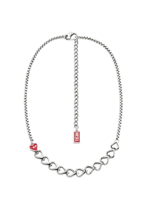 Diesel heart-charm chain necklace - Silver