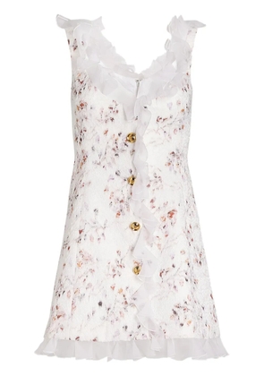 Giambattista Valli jacquard ruffled dress - White