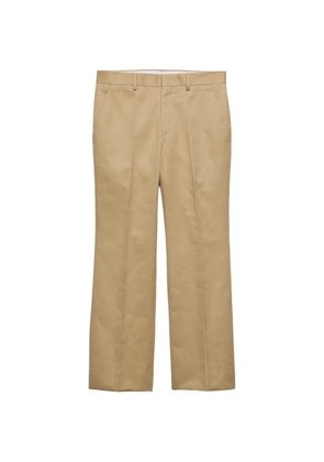 Prada trumpet-flare cotton trousers - Neutrals