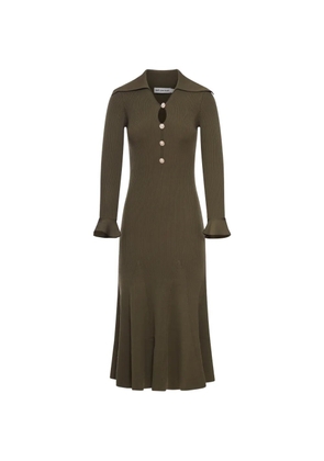 Self-Portrait oversized collar button midi dress - Green
