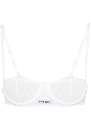 Miu Miu ribbed knit denim bra - White