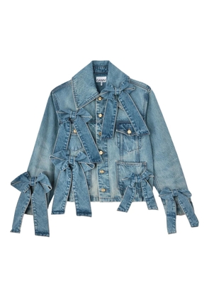 GANNI bow-embellished denim jacket - Blue