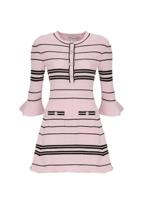 Self-Portrait striped-pattern dress - Pink