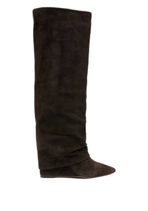 The Seller 90mm slouchy suede wedge boots - Brown