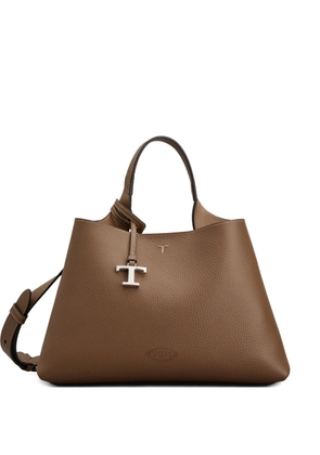 Tod's small logo charm top handle tote bag - Brown