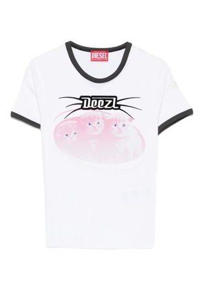 Diesel cat-graphic cotton T-shirt - White