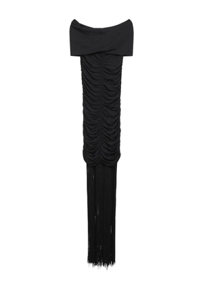 KHAITE draped fringe dress - Black