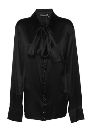 Marina Rinaldi crystal-embellishment long-sleeve blouse - Black