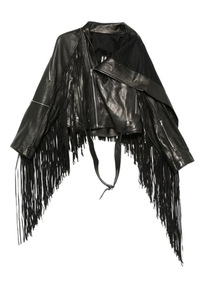 Rick Owens fringed leather jacket - Black