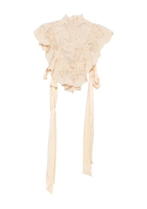 ZIMMERMANN Hypnotic lace ruffled top - Neutrals
