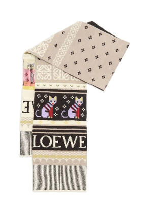 LOEWE cat-motif patterned scarf - Neutrals