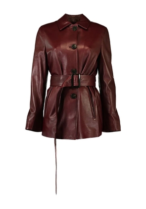 Max Mara Tolmin belted leather coat - Red