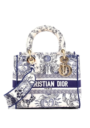 Christian Dior Pre-Owned Lady D-Lite Bag Embroidered Canvas Medium satchel - Blue