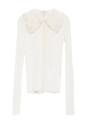 Chloé lace-collar long-sleeve shirt - White