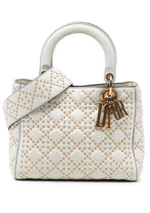 Christian Dior Pre-Owned 2018 Medium Lambskin Cannage Studded Supple Lady Dior satchel - White