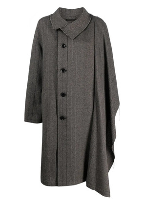 Y's herringbone-pattern asymmetric coat - Grey