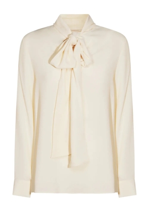 Glanshirt pussy-bow long-sleeve blouse - Neutrals