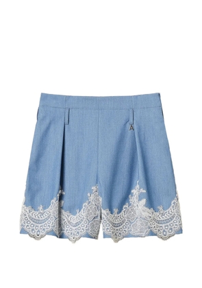TWINSET lace-detail belted short - Blue