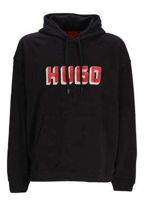 HUGO logo-print cotton hoodie - Black
