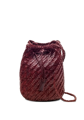 DRAGON DIFFUSION Pompom woven-tassel bucket bag - Red
