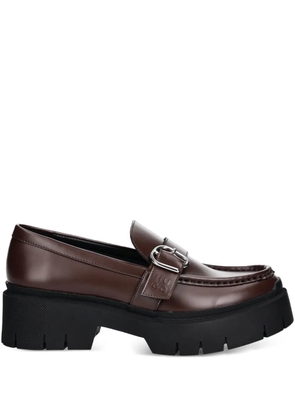 HUGO buckle-detail platform loafers - Brown