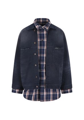 Balenciaga button-fastening check-pattern jacket - Blue