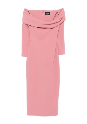 Solace London Yuni off-shoulder draped midi dress - Pink