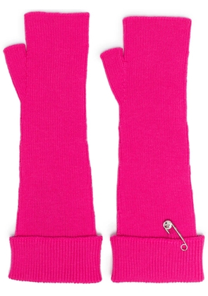 Versace Safety-Pin knitted fingerless gloves - Pink