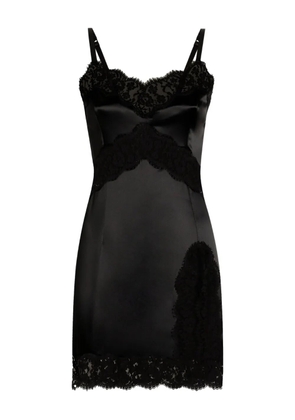 Dolce & Gabbana lace-trimmed satin slip mini dress - Black