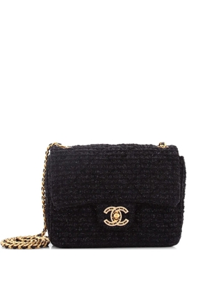 CHANEL Pre-Owned Square Classic Single Flap Bag Quilted Tweed with Crystals Mini crossbody bag - Black