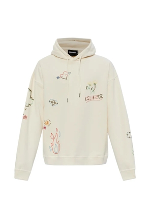 DSQUARED2 embroidered hooded sweater - Neutrals
