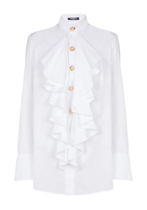 Balmain ruffled poplin shirt - White