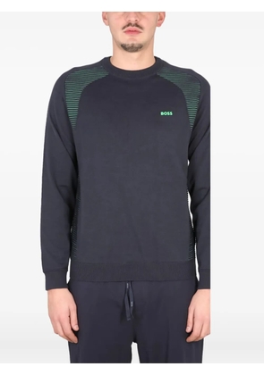 BOSS striped-panel crew neck sweatshirt - Blue