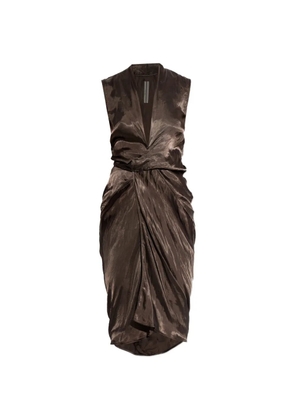 Rick Owens V-neck draped dress - Brown