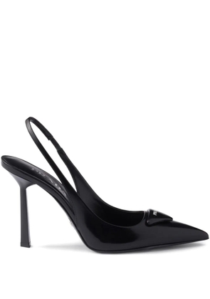 Prada 100mm slingback logo pumps - Black