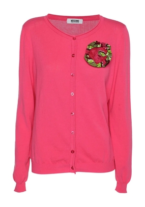 Moschino Pre-Owned floral-appliqué buttoned cardigan - Pink