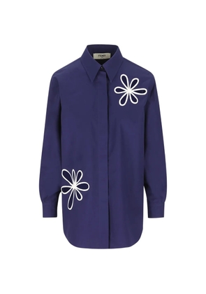 FENDI flower-cutout shirt - Blue