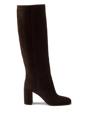 Prada 85mm suede block-heel boots - Brown