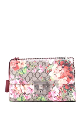 Gucci Pre-Owned Padlock Blooms Print GG Coated Canvas Medium shoulder bag - Brown