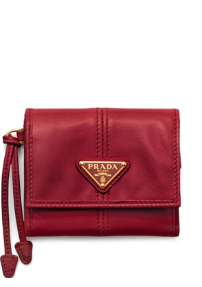 Prada logo-plaque leather wallet - Red