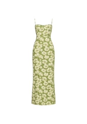 Reformation floral-print front-slit midi dress - Green