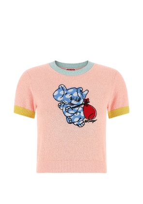 Kenzo cartoon-motif intarsia-knit T-shirt - Pink