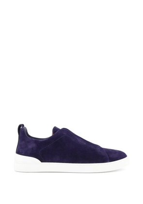 Zegna triple stitch low-top suede sneakers - Purple
