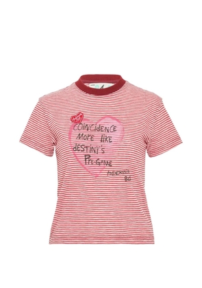 Andersson Bell striped heart-detail T-shirt - Red