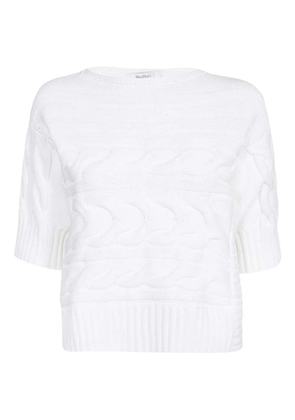 Max Mara cable-knit short-sleeve sweater - White