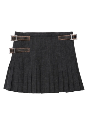 Prada pleated wool mini skirt - Grey