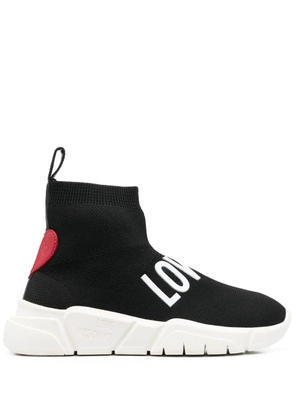 Love Moschino heart-patch high-top sneakers - Black