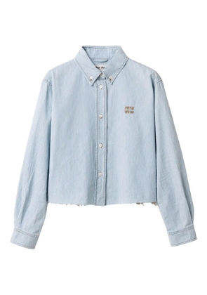 Miu Miu striped frayed-edge shirt - Blue