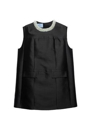 Prada embroidered double shantung dress - Black